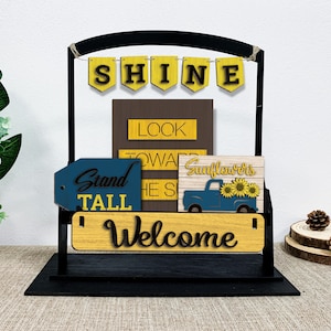 Welcome Shine Tiered Tray Svg, Sunflower Tiered Tray Svg, Farm Tiered Tray, Farm Signs Svg ,Laser Ready Files