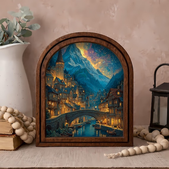 Velaris City Arch Frame, City of Starlight Wall Art, Night Court ACOTAR Inspired Decor, Fantasy Arched Frame Print, Bookish Romantasy Decor
