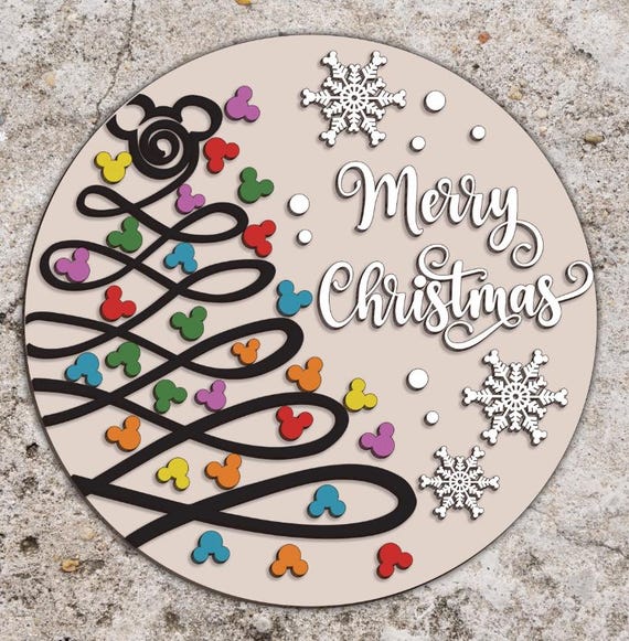 Merry Christmas Door Sign SVG, Glowforge File (Digital Download)
