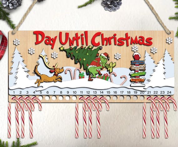 Cartoon Christmas Countdown SVG, Glowforge Files (Digital Download)
