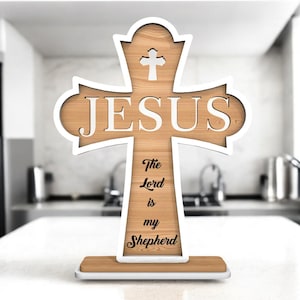 Cross Stand Laser Cut File SVG, Standing Cross for Cricut & Glowforge, Christian Home Decor, Digital Download