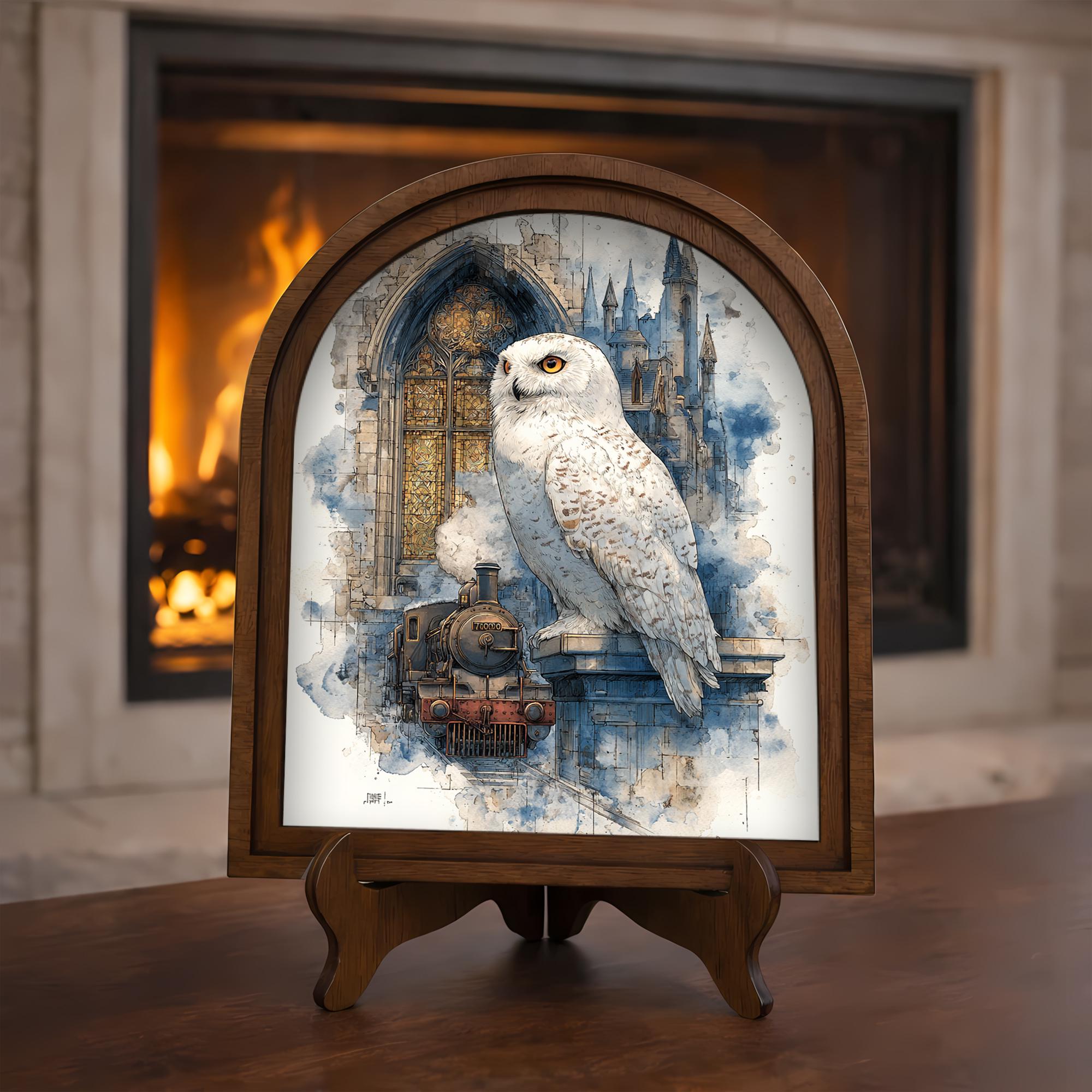 Owl Train Design Hedwig Owl Wizard School Arch Frame Canvas Art, Magical Owl Train Wall ...