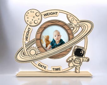 Baby Photo Cutfile SVG, Newborn Milestone Frame, Baby Growth Chart SVG, Birth Stats Sign for Cricut and Silhouette, Baby Memory Decor