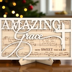 Laser Cut Amazing Grace Sign, 3mm Wood Layered SVG, Religious Wall Decor, amazing grace svg, faith decor, Faith Quote Glowforge File