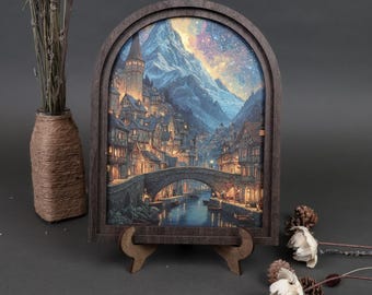 Velaris City Arch Frame, City of Starlight Wall Art, Night Court ACOTAR Inspired Decor, Fantasy Arched Frame, Bookish Romantasy Home Decor