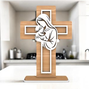 Standing Cross SVG Cut File, Religious Laser Cut Design, Glowforge & Cricut Compatible, Christian Home Decor, Instant Downloa