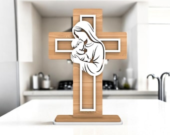 Plik SVG z krzyżem stojącym, religijny wzór cięty laserowo (natychmiastowe pobranie)