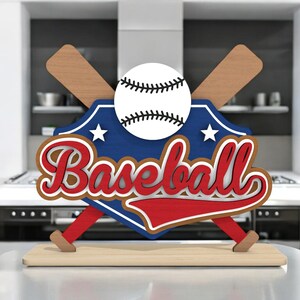 Baseball Sign SVG, Baseball Home Decor Laser Cut File, Crossed Bats Sign SVG, Glowforge Baseball Decor, Cricut Baseball Design