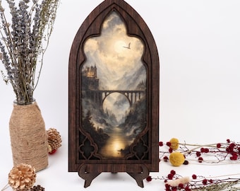 Basgiath War College Gothic Framed Art, Fantasy Castle Arch Frame Decor, Dragon Rider Inspired Dark Academia Art