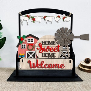 Farmhouse Merry Christmas Tiered Tray Svg, Animal Farmhouse Tiered Tray Svg, Christmas Tiered Tray, Christmas Signs Svg ,Laser Ready Files