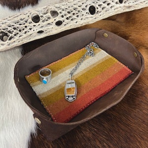 Leather Valet Tray with wool