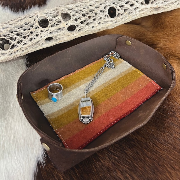 Leather Valet Tray with wool