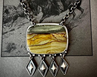 Sterling Silver Calamity Jane Landscape Jasper Necklace