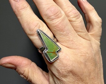 Talla 9 - Anillo llamativo con diseño de rayo turquesa