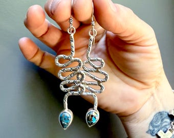 Sterling Silver Snake & Turquoise Dangles