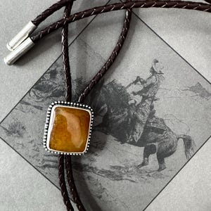 Western Style Sterling Silver and Agate Bolo Tie
