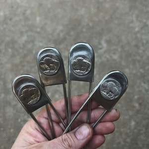 Buffalo Nickel Large Jumbo Safety Pin Keychain