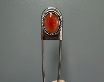 Llavero grande de imperdible gigante de cornalina