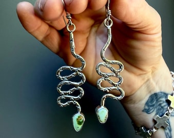 Sterling Silver Snake & Turquoise Dangles