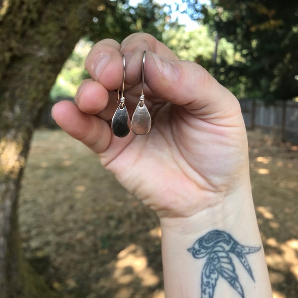 Tiny Simple Bronze Teardrop Earrings - Silversmith - Metalsmith Jewelry