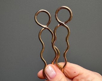 Mini Simple Brass Hair Forks