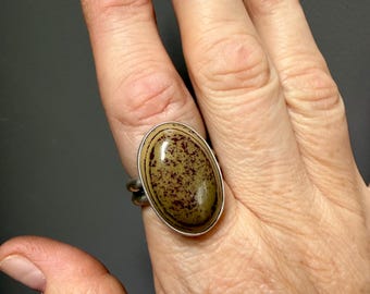 Sterling Silver Imperial Jasper Statement Ring - Size 8.5