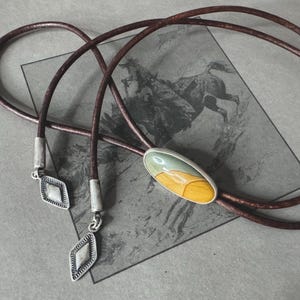Western Style Sterling Silver and Landscape Jasper Bolo Tie