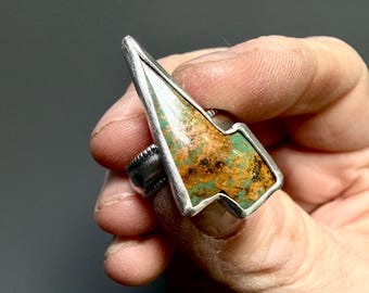 Talla 6.5 - Anillo llamativo con diseño de rayo turquesa