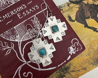 Protector Turquoise Earrings - Silversmith Metalsmith Jewelry