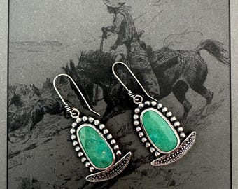 Hand-Stamped Sterling Silver Turquoise Earrings: Southwestern Style