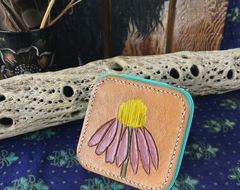 Echinacea Leather Topped Jewelry Box