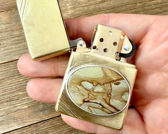 Brass Zippo Lighter with Jasper