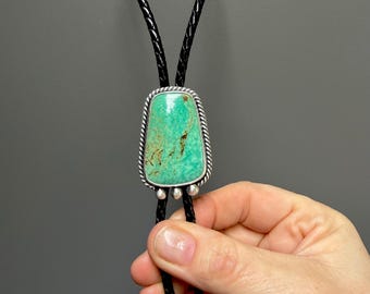 Corbata bolo de plata esterlina turquesa estilo western