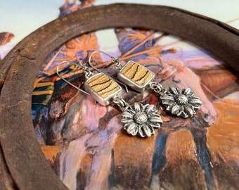 Jasper & Chrysanthemum Dangles - Silversmith - Metalsmith Jewelry