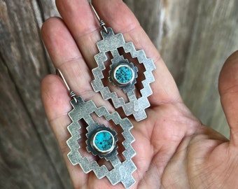 Patagonia Turquoise Dangles - Silversmith - Metalsmith Jewelry