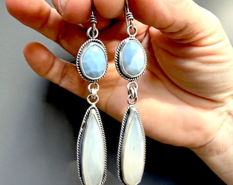 Peruvian Opal and Moonstone Earrings