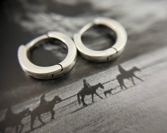 Silver Huggie Hoops - Silversmith - Metalsmith Jewelry