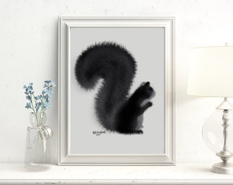 Woodland Nursery Artwork | Minimalist Art Prints | Forest Animal Home Decor | Scandinavian Wall Decor | Baby Shower Poster | Squirrel