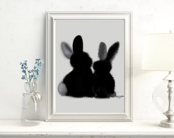 Rabbit Nursery Art | Rabbit Lover Gift | Forest Animal Home Decor | Scandinavian Wall Decor | Baby Shower Poster | Woodland Baby Shower