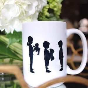 Coffee mug Personalized mug featuring children or child silhouette profile for Family sentimental Gift or Grandparents image 1