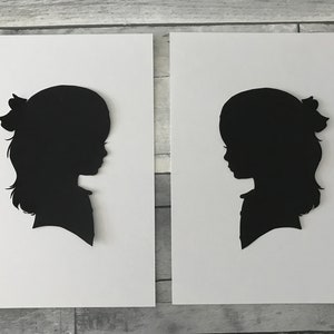 Personalized Child Silhouette baby nursery wall art home decor black and white minimalist Hand Cut Paper Mailed to you Traditional Profile