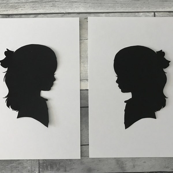 Personalized Child Silhouette baby nursery wall art home decor black and white minimalist Hand Cut Paper Mailed to you Traditional Profile