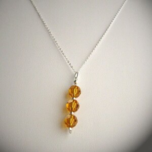 Honey - Trio Crystal Necklace, Swarovski Crystals and 18-inch 925 Sterling Silver Chain