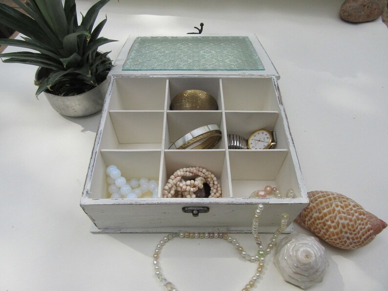 Wooden jewelry box Cream jewelry box jewelry box vintage Etsy