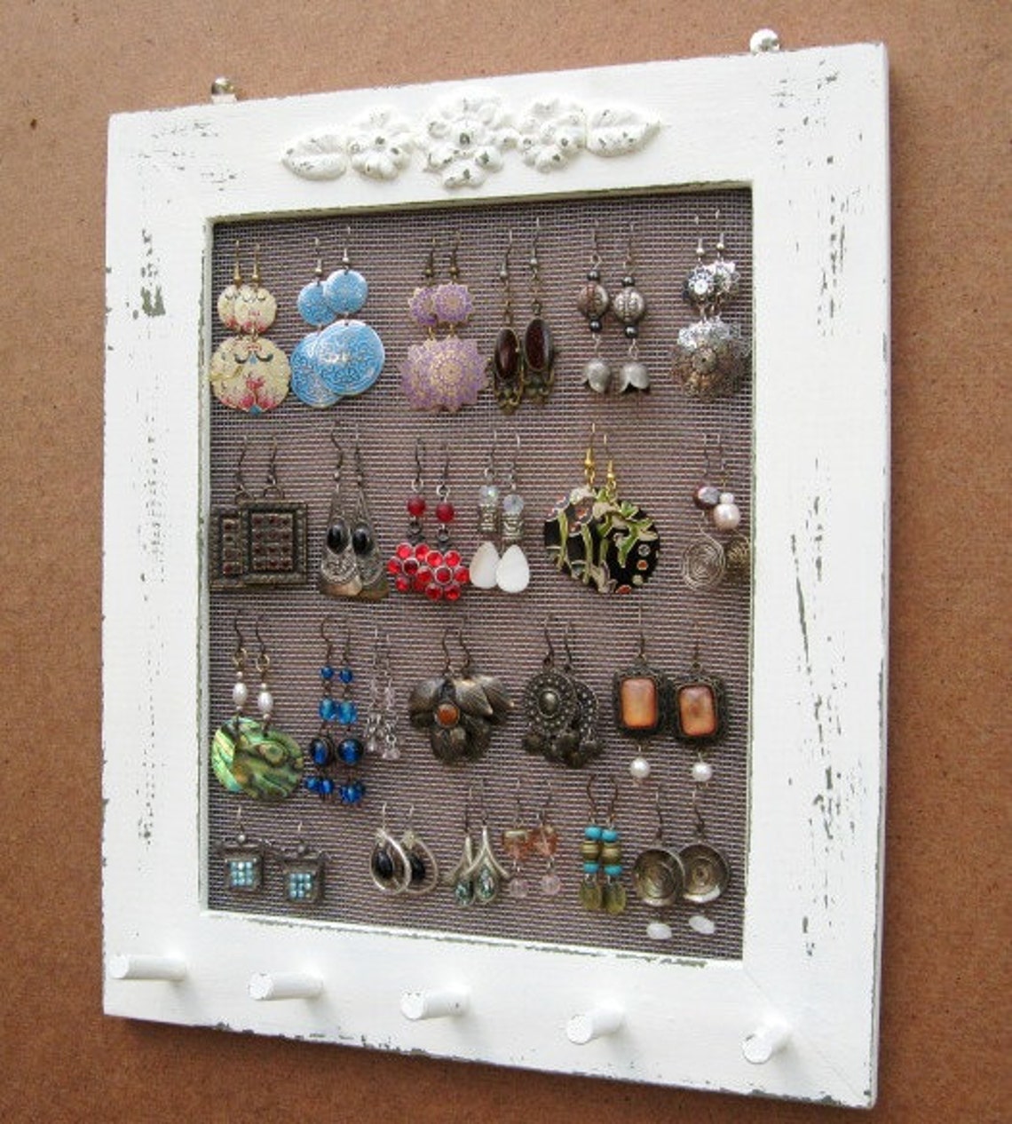 Jewelry Organizer Wood Wall Hanging Display Holder Necklace Etsy
