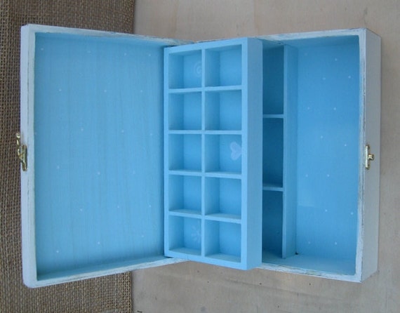 Light Blue /& Cream Shabby Chic Home Decor Wooden Jewelry Box*** Buy 1 From The Shop And Get 1 Small Gift ***