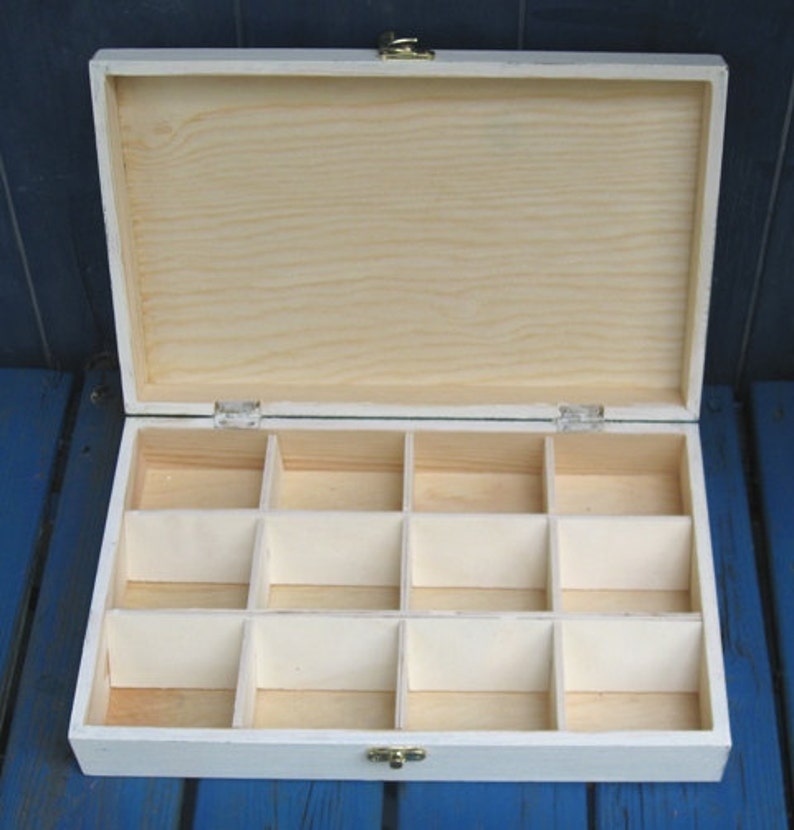 Tea box cream Shabby Chic Home Decor / Tea bag box, wooden tea box, rustic tea box image 2