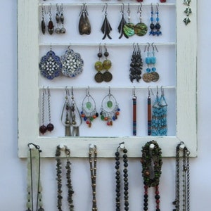 Jewelry Display Organizer shabby chic  Cream / 40 - 60 Earrings / 16 - 30Necklaces
