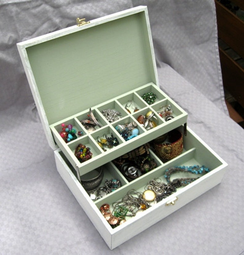 jewelry box vintage jewelry organizer Creamy Shabby Chic Home Decor JEWELRY BOX
