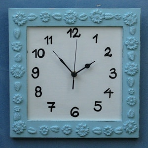 turquoise & Cream Shabby Chic Wall Clock image 1